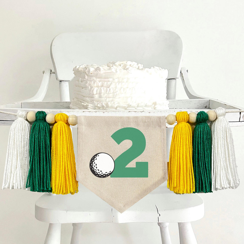 Golf Birthday, Second Birthday, High Chair Banner, Cake Smash, Photo Prop, Party Decorations for Boys, 2nd Birthday Party Themes