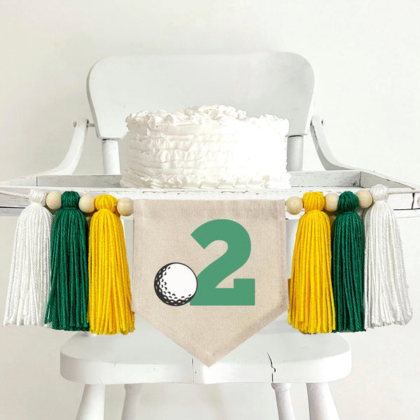 Golf Birthday, Second Birthday, High Chair Banner, Cake Smash, Photo Prop, Party Decorations for Boys, 2nd Birthday Party Themes