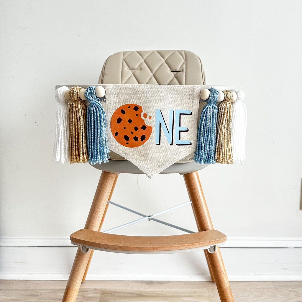 Cookie 1st Birthday Party Decorations, One Sweet Boy, Chocolate Chip Cookie High Chair Banner, Milk and Cookies First Birthday Décor