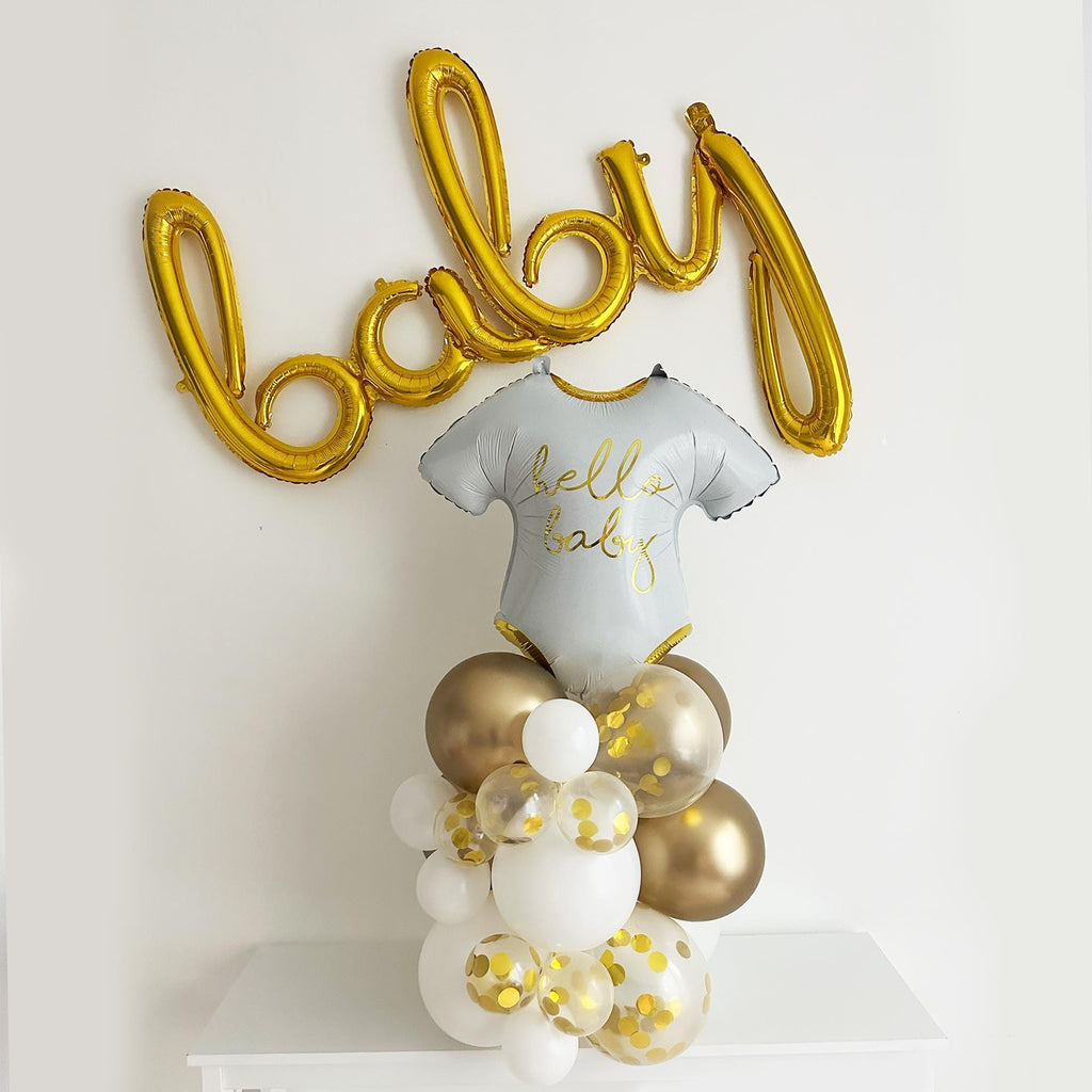 Baby Shower Balloon Centerpieces | White and Gold Baby Shower | Gender Neutral | Gold Baby Shower Decorations |