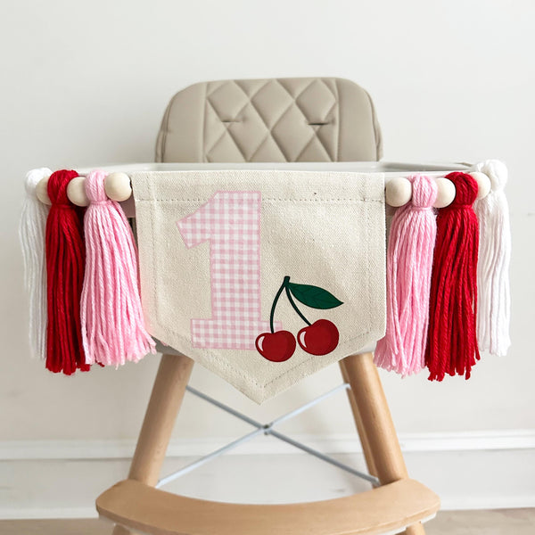 Cherry Party Decorations | High Chair Banner | Baby First Birthday | 1st Birthday Decorations | Fruit Party | One Banner