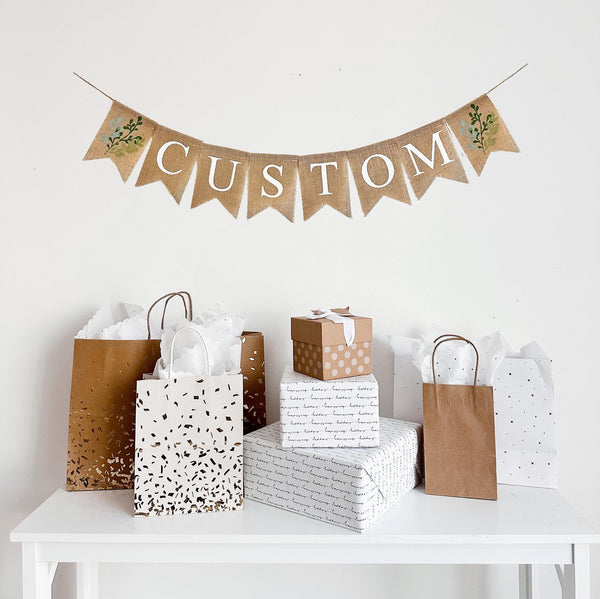 Custom Baby Shower Decorations | Greenery Baby Shower Banner