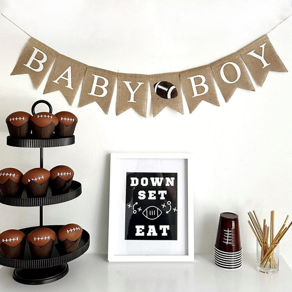 Football Baby Shower Banner | Football Party Decorations | Baby Shower Decorations | Nursery Decor | Gender Reveal | Boy Baby Shower Decor