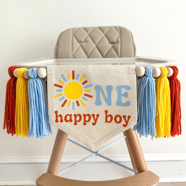 First Trip Around The Sun Birthday Tassel Banner, Little Sunshine Highchair Decoration, Boho 1st Birthday Party Sign, Cake Smash Pennant