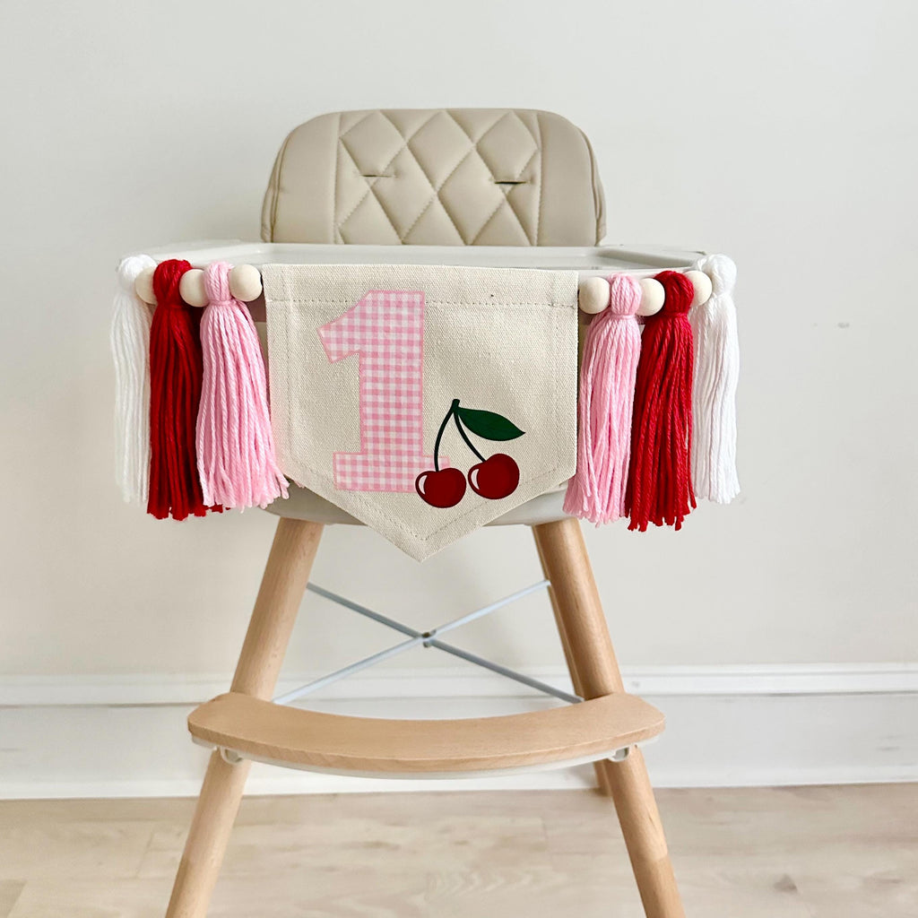 Cherry Party Decorations | High Chair Banner | Baby First Birthday