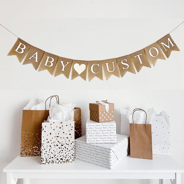 Custom Baby Name Banner | Baby Shower Decorations | Personalized Baby Sign | Customized Banner | Burlap Garland | Gender Neutral Decor
