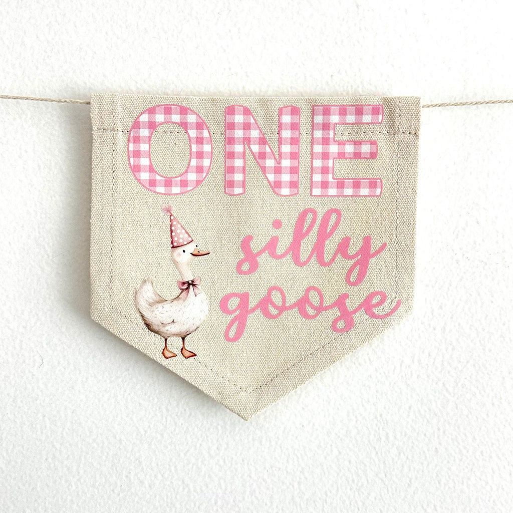 One Silly Goose Banner, First Birthday Decorations, Silly Goose Birthday, High Chair Banner, One Banner, Cake Smash Decorations