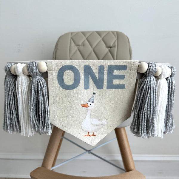 First Birthday Decorations, One Silly Goose Banner, High Chair Banner, Goose 1st Birthday, 1 Year Old Birthday, Party Theme for Kids