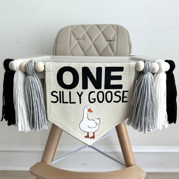 Silly Goose Banner, First Birthday Decorations, High Chair Banner, One Silly Goose Birthday, Cake Smash Decorations, One Banner