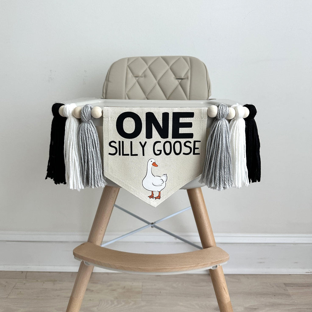 Silly Goose Banner, First Birthday Decorations, High Chair Banner, One Silly Goose Birthday, Cake Smash Decorations, One Banner