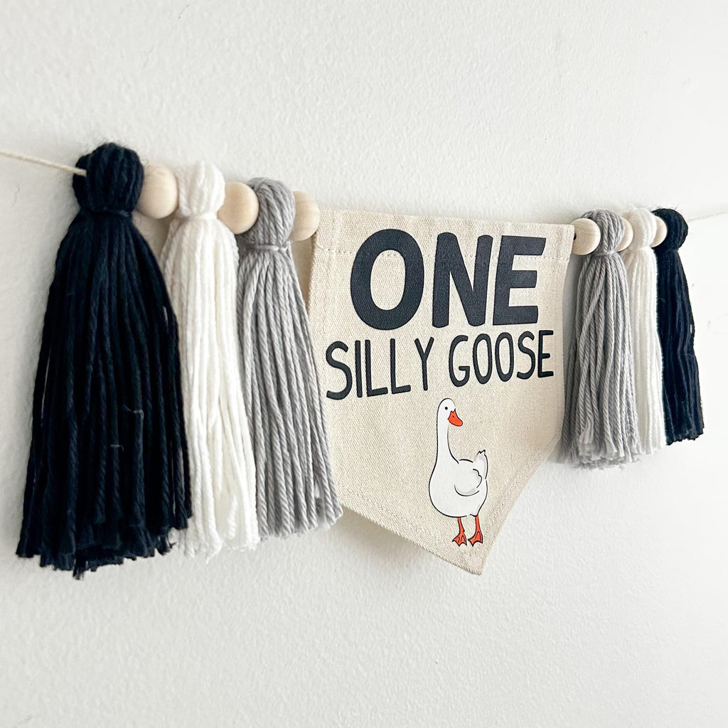 Silly Goose Banner, First Birthday Decorations, High Chair Banner, One Silly Goose Birthday, Cake Smash Decorations, One Banner