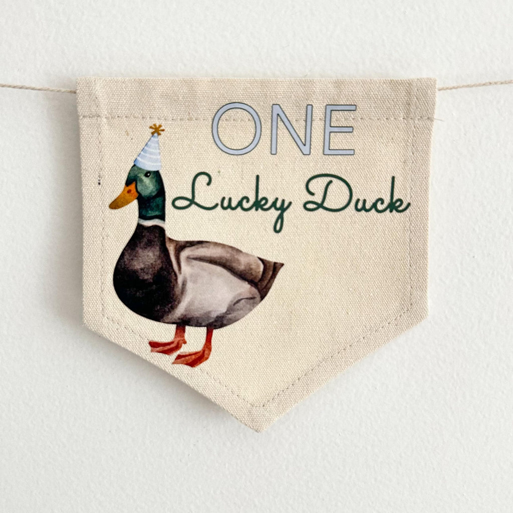 One Lucky Duck, First Birthday Decorations, High Chair Banner, Duck Birthday, One Banner, Party Decorations for Boys, Tassel Garland