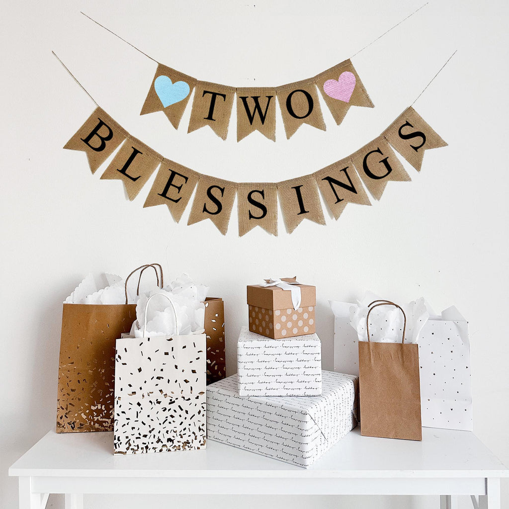 Twin Baby Shower Ideas | Girl Baby Shower Decorations | | Twin Birth Announcement | Christian Pregnancy | Two Blessing Banner