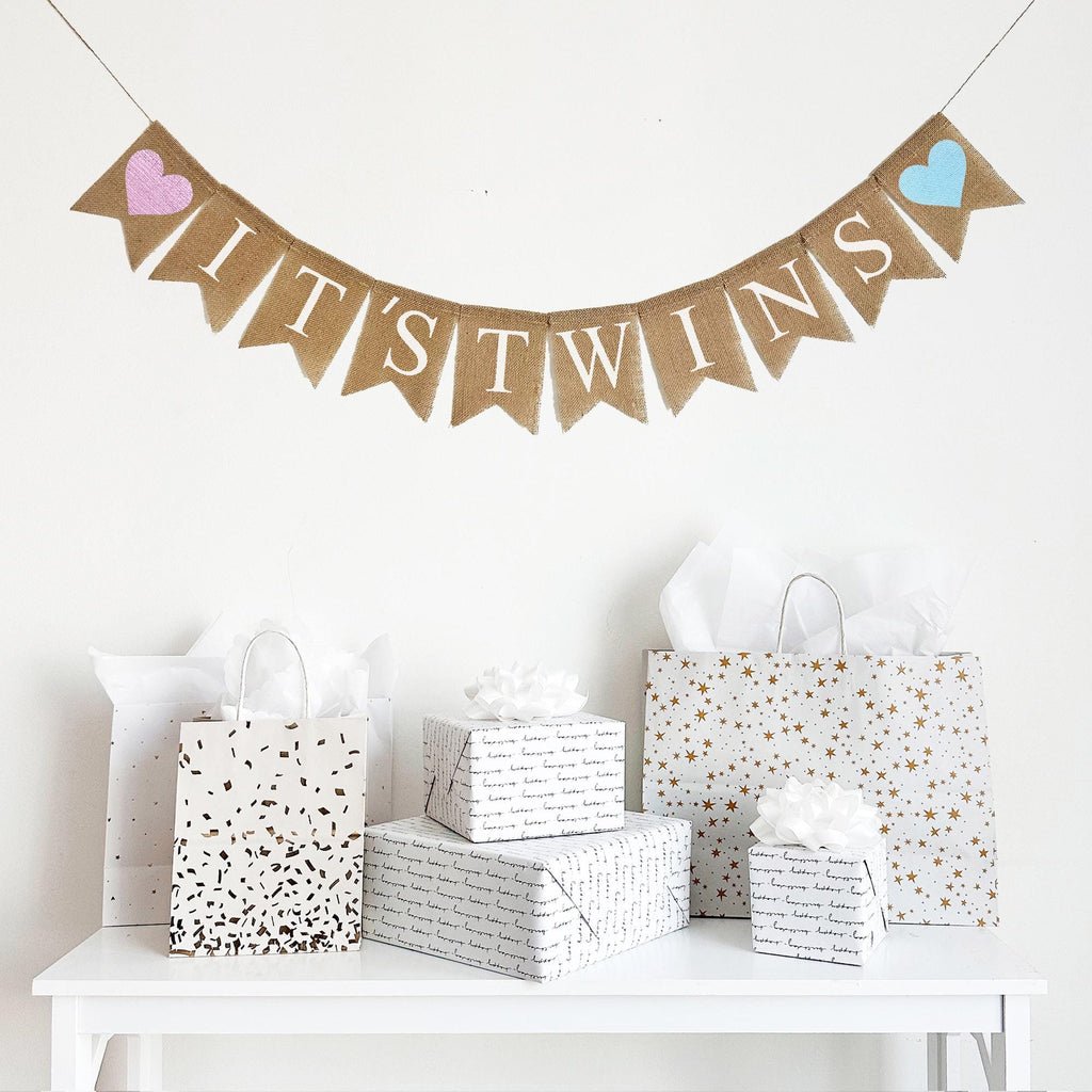 Twin Baby Shower Ideas | Twin Baby Announcement | It's A Boy | It's A Girl | Gender Reveal Party | Mama To Be | Burlap Banner |