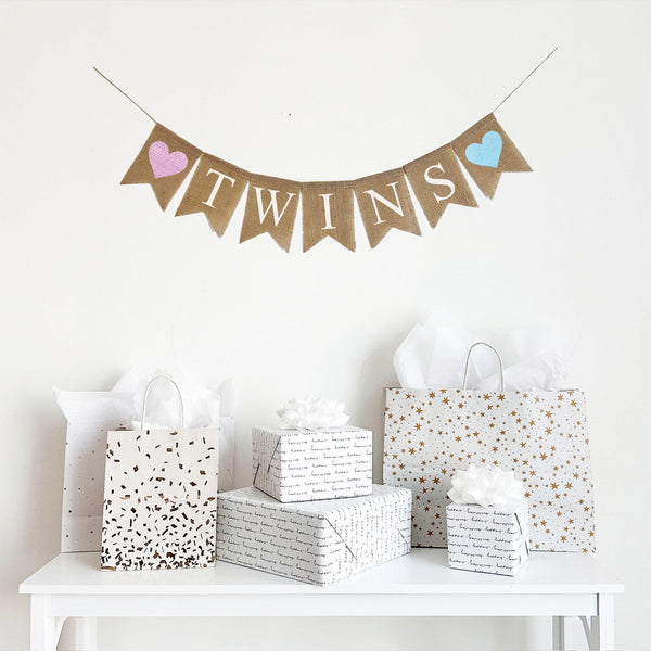 Twin Baby Shower Ideas | Nursery Decorations | Boy Girl Twins| Gender Reveal Party | Mama To Be | Burlap Banner | Welcome Baby |