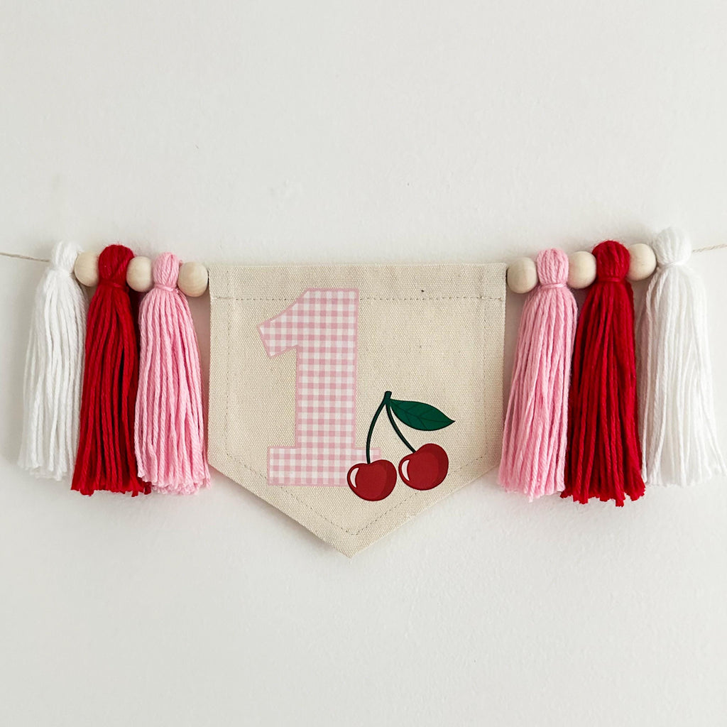 Cherry Party Decorations | High Chair Banner | Baby First Birthday