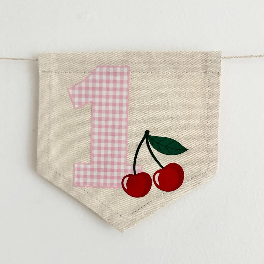 Cherry Party Decorations | High Chair Banner | Baby First Birthday