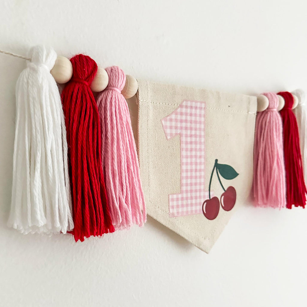 Cherry Party Decorations | High Chair Banner | Baby First Birthday