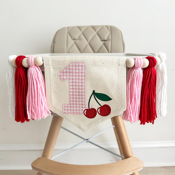Cherry Party Decorations | High Chair Banner | Baby First Birthday