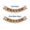 Personalized White Hearts Burlap Banner