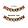 Personalized White Hearts Burlap Banner