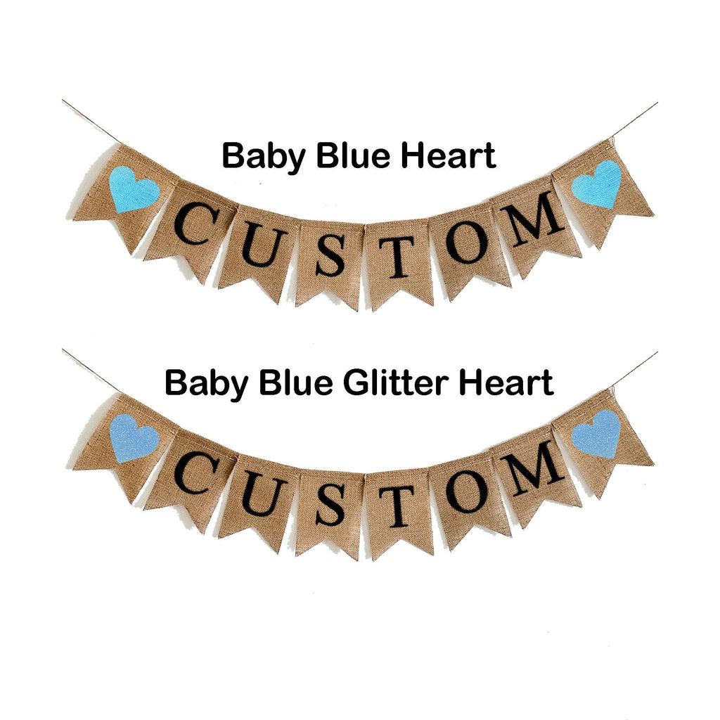 Personalized White Hearts Burlap Banner