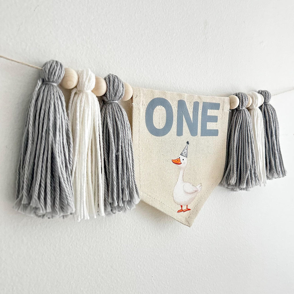 First Birthday Decorations, One Silly Goose Banner, High Chair Banner, Goose 1st Birthday, 1 Year Old Birthday, Party Theme for Kids