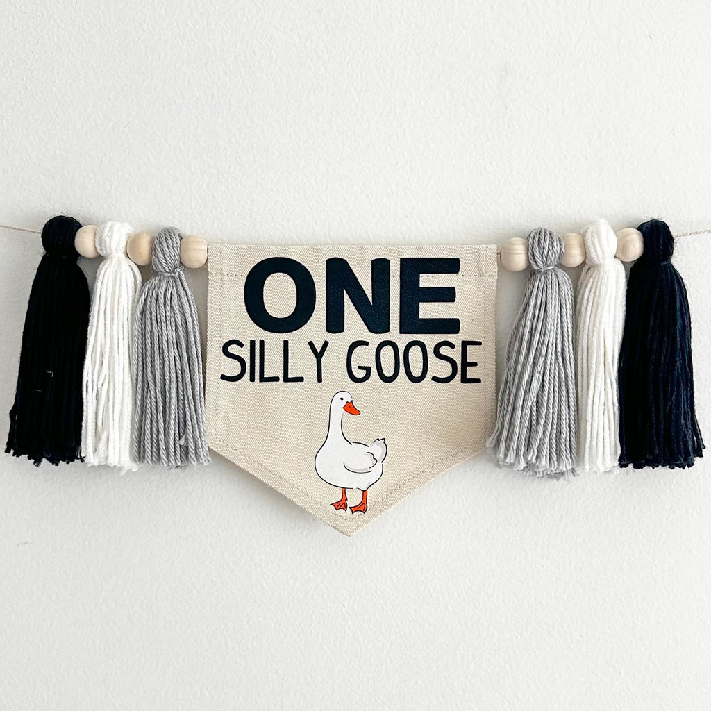 Silly Goose Banner, First Birthday Decorations, High Chair Banner, One Silly Goose Birthday, Cake Smash Decorations, One Banner