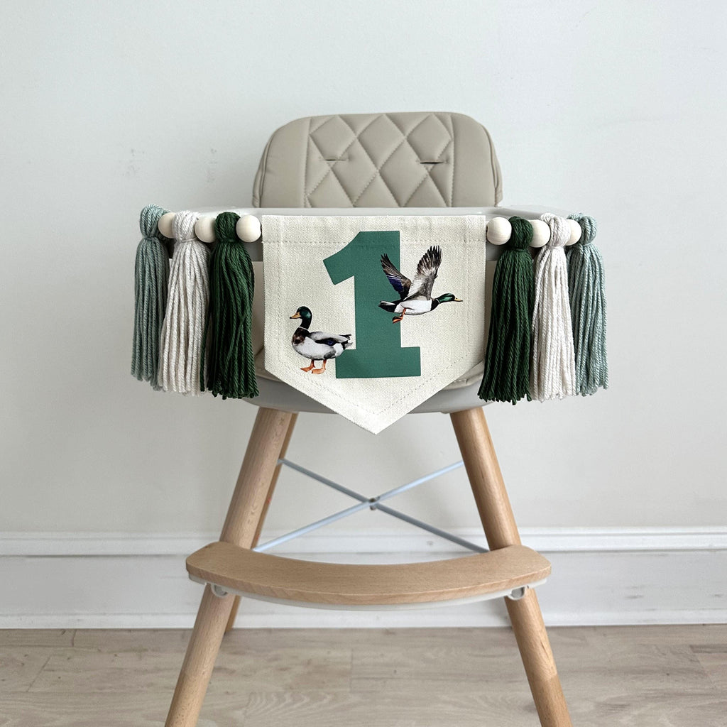Duck Birthday, First Birthday Decorations, One Lucky Duck, High Chair Banner, One Banner, Party Decorations for Boys, Tassel Garland