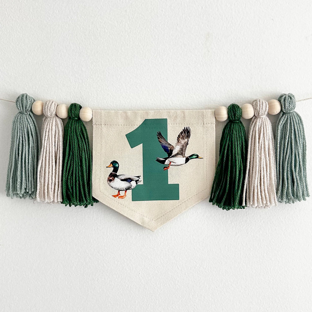 Duck Birthday, First Birthday Decorations, One Lucky Duck, High Chair Banner, One Banner, Party Decorations for Boys, Tassel Garland