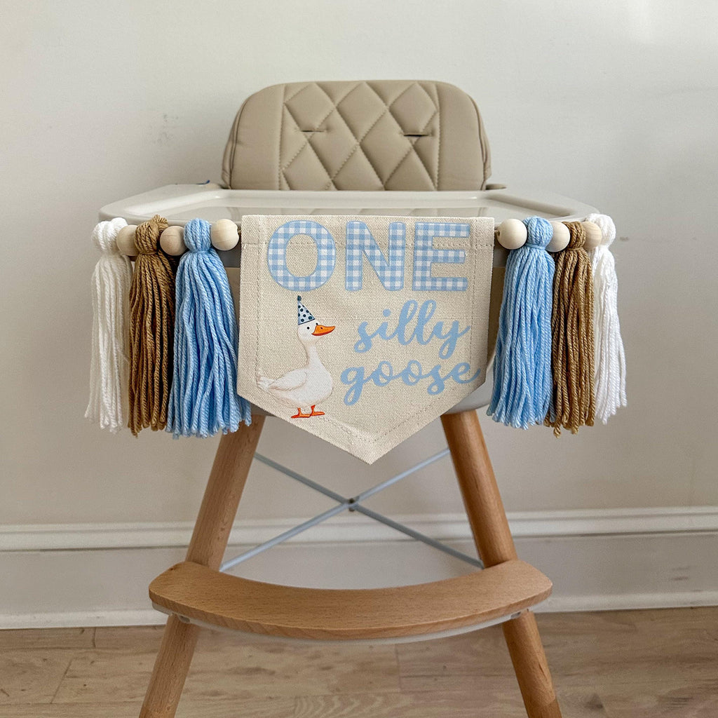 One Silly Goose Banner, First Birthday Decorations, High Chair Banner, Silly Goose Birthday, One Banner, Cake Smash Decorations