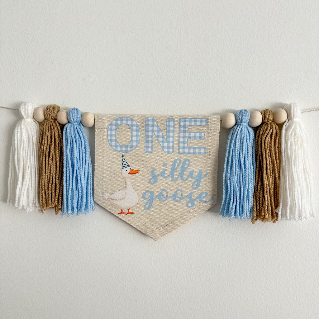 One Silly Goose Banner, First Birthday Decorations, High Chair Banner, Silly Goose Birthday, One Banner, Cake Smash Decorations