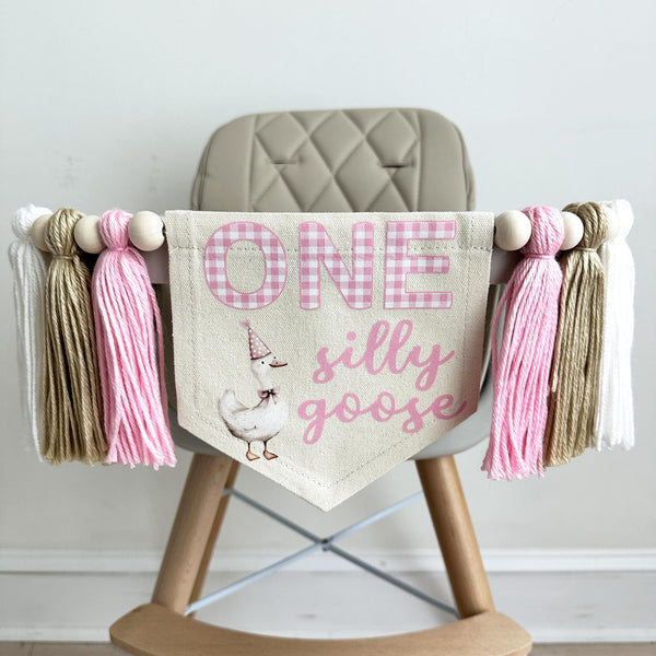 One Silly Goose Banner, First Birthday Decorations, Silly Goose Birthday, High Chair Banner, One Banner, Cake Smash Decorations
