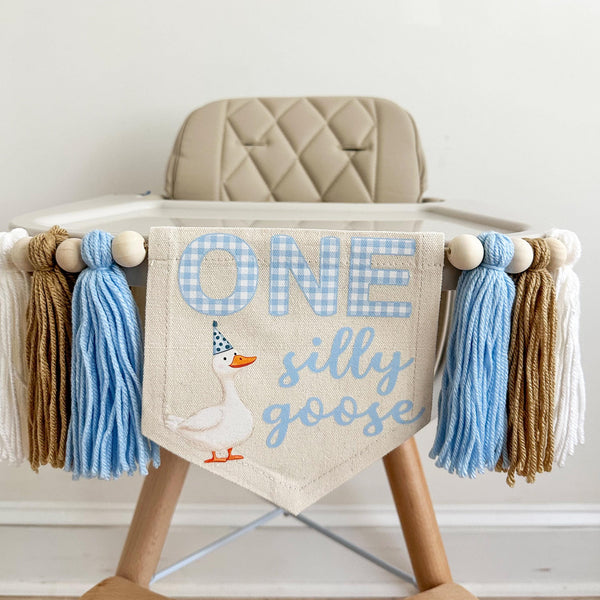One Silly Goose Banner, First Birthday Decorations, High Chair Banner, Silly Goose Birthday, One Banner, Cake Smash Decorations