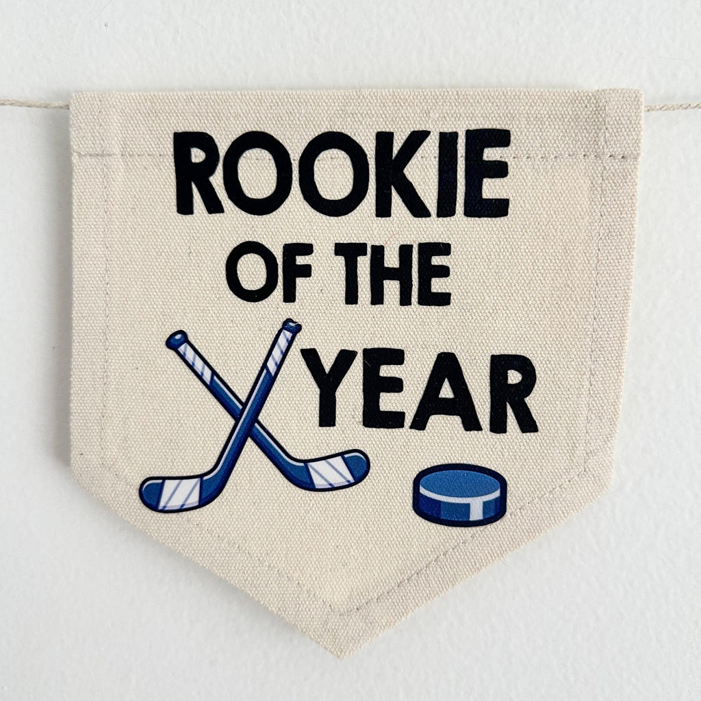 Hockey 1st Birthday Party Decorations, Rookie of the Year Hockey High Chair Banner, Cake Smash Pennant, Goal First Birthday Tassel Banner