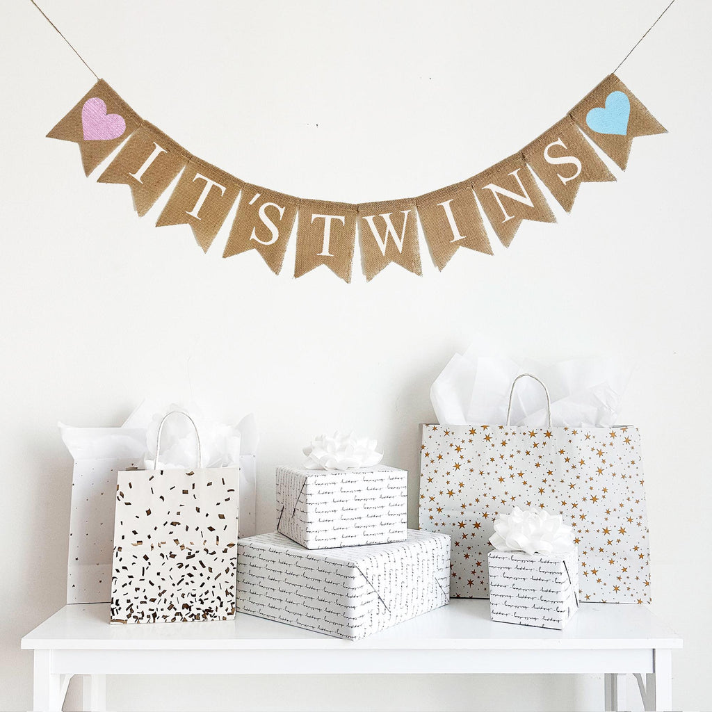 Twin Baby Announcement | Twin Baby Shower Ideas | It's A Boy | It's A Girl | Gender Reveal Party | Mama To Be | Burlap Banner |
