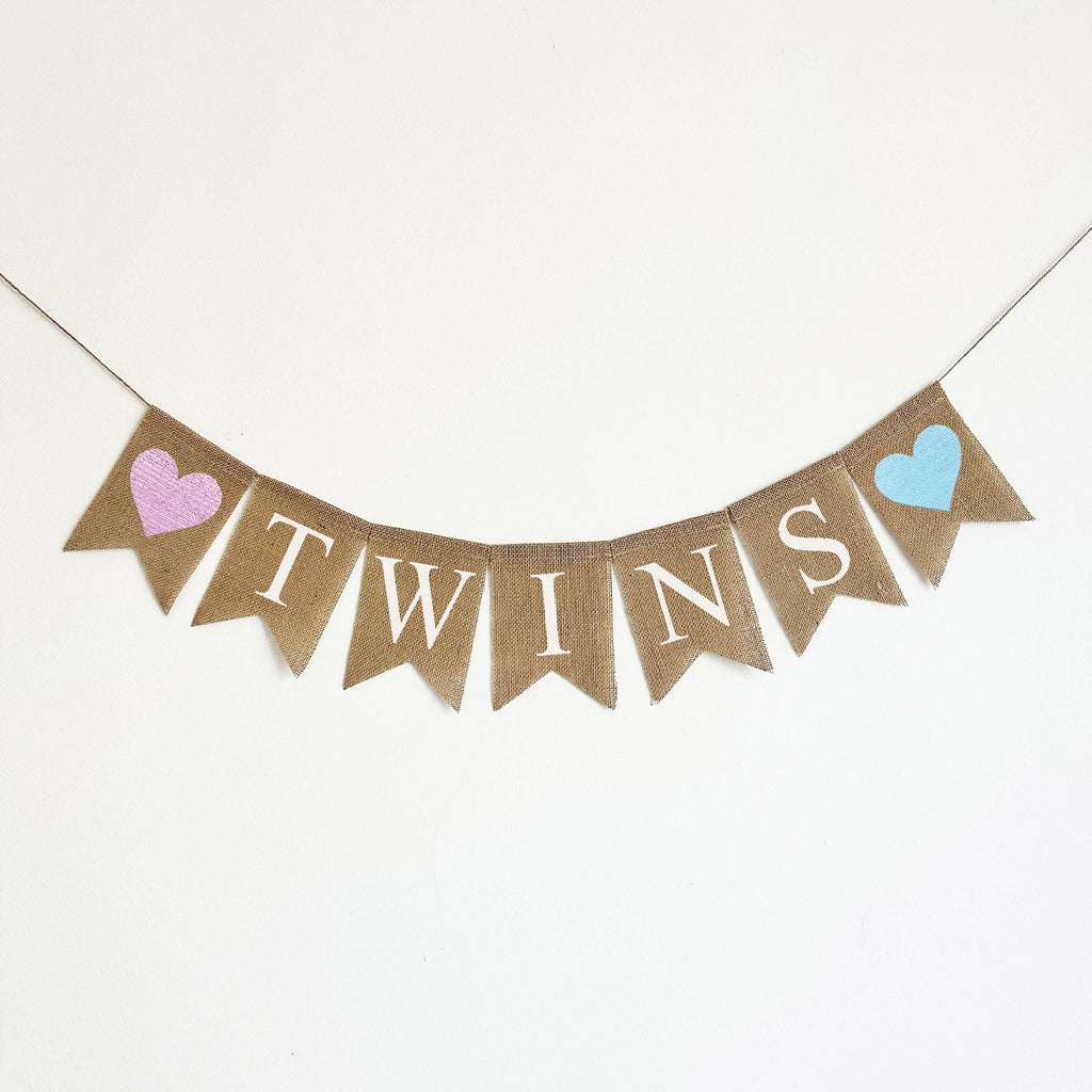 Twin Baby Shower Ideas | Nursery Decorations | Boy Girl Twins| Gender Reveal Party | Mama To Be | Burlap Banner | Welcome Baby |