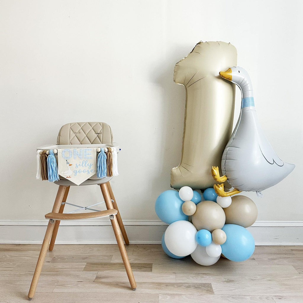 One Silly Goose | First Birthday Decorations | One Banner | First Birthday Party | Balloon Tower | Cake Smash Backdrop |