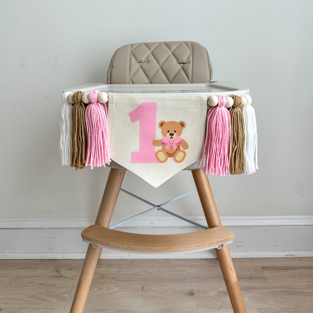 Teddy Bear Birthday Theme, Highchair Banner, Beary 1st Birthday, Teddy Bear Party, Girl Party Decorations, 1 Year Old, Coquette Bow