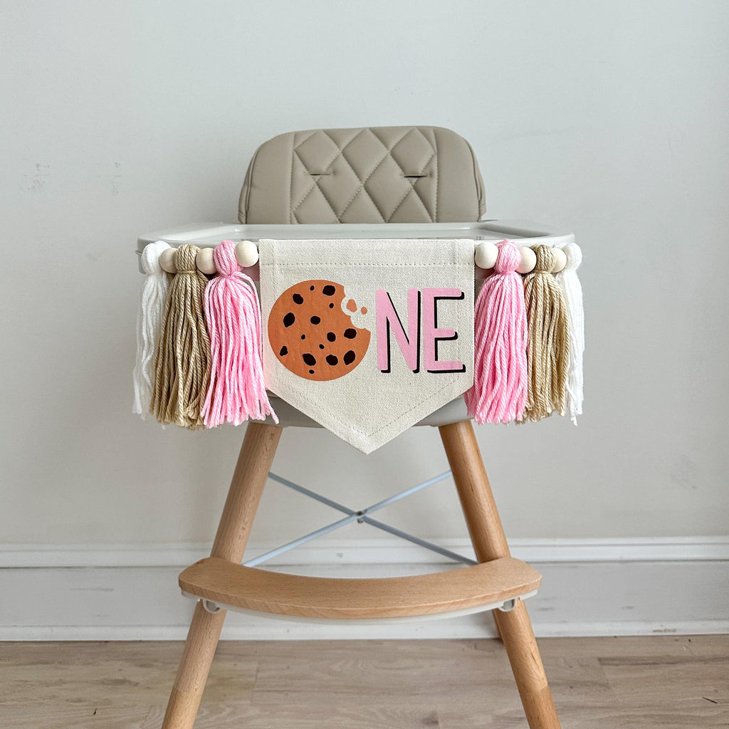 Cookie 1st Birthday Party Decorations, Chocolate Chip Cookie High Chair Banner, Cookie One Banner
