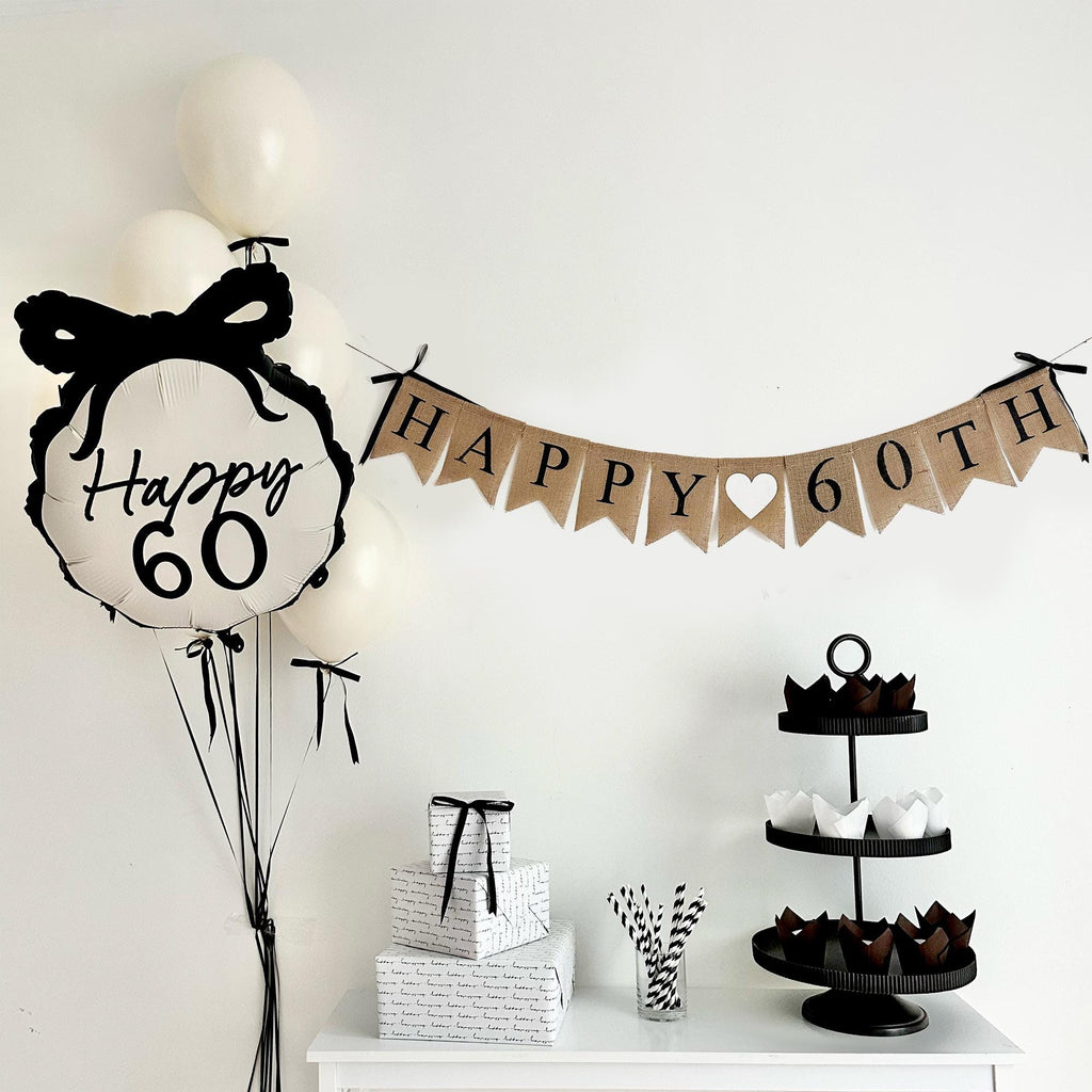 60th Birthday Party Decorations | Happy 60th Birthday | Coquette Bow | Bow Party Decorations
