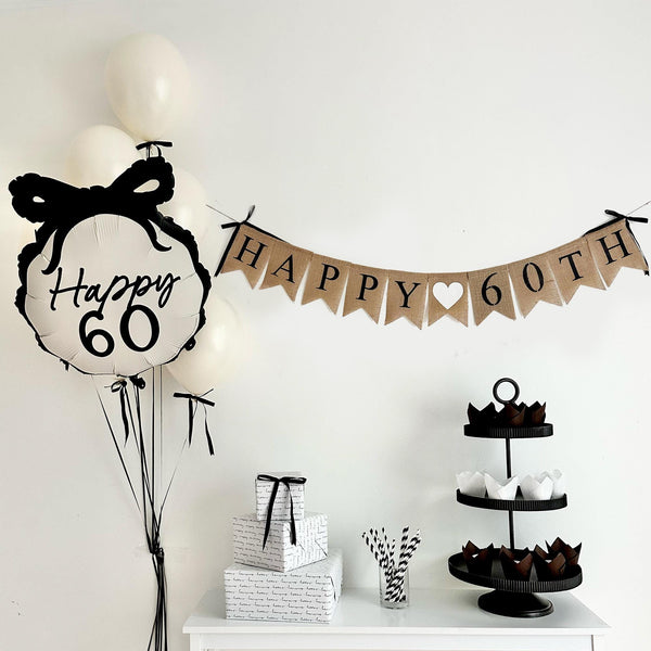 60th Birthday Party Decorations | Happy 60th Birthday | Coquette Bow | Bow Party Decorations