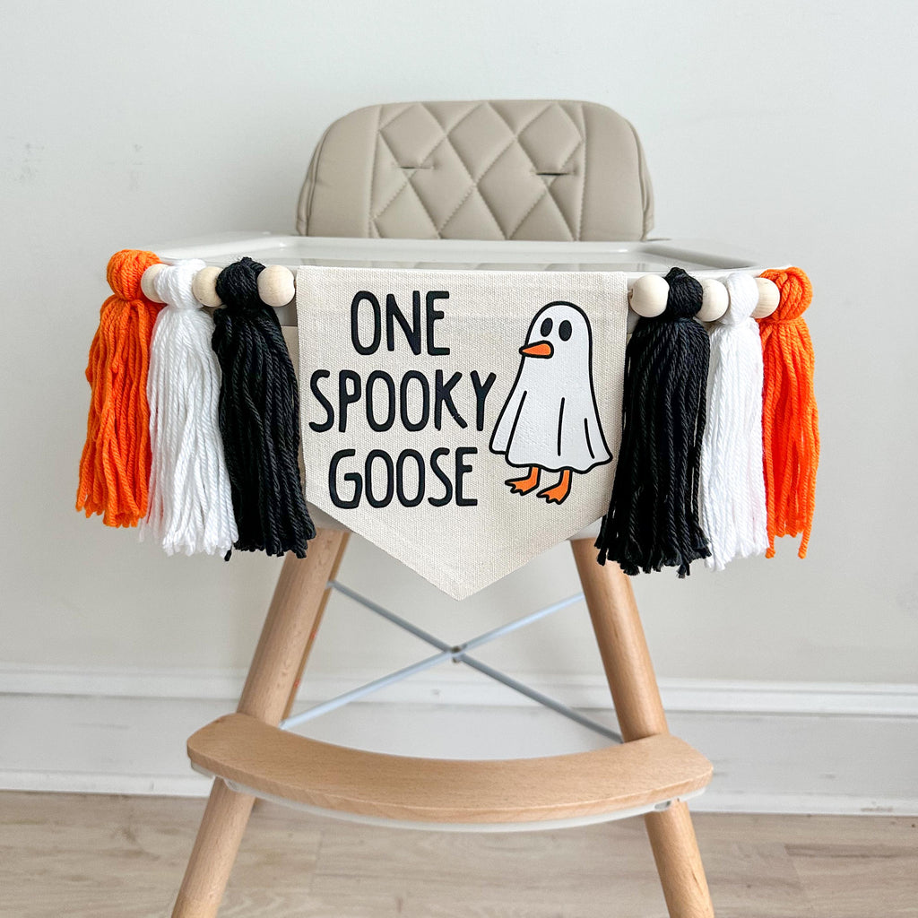 Halloween First Birthday | Spooky Goose | High Chair Banner | Boy 1st Birthday Decoration | Spooky One | Halloween Silly Goose