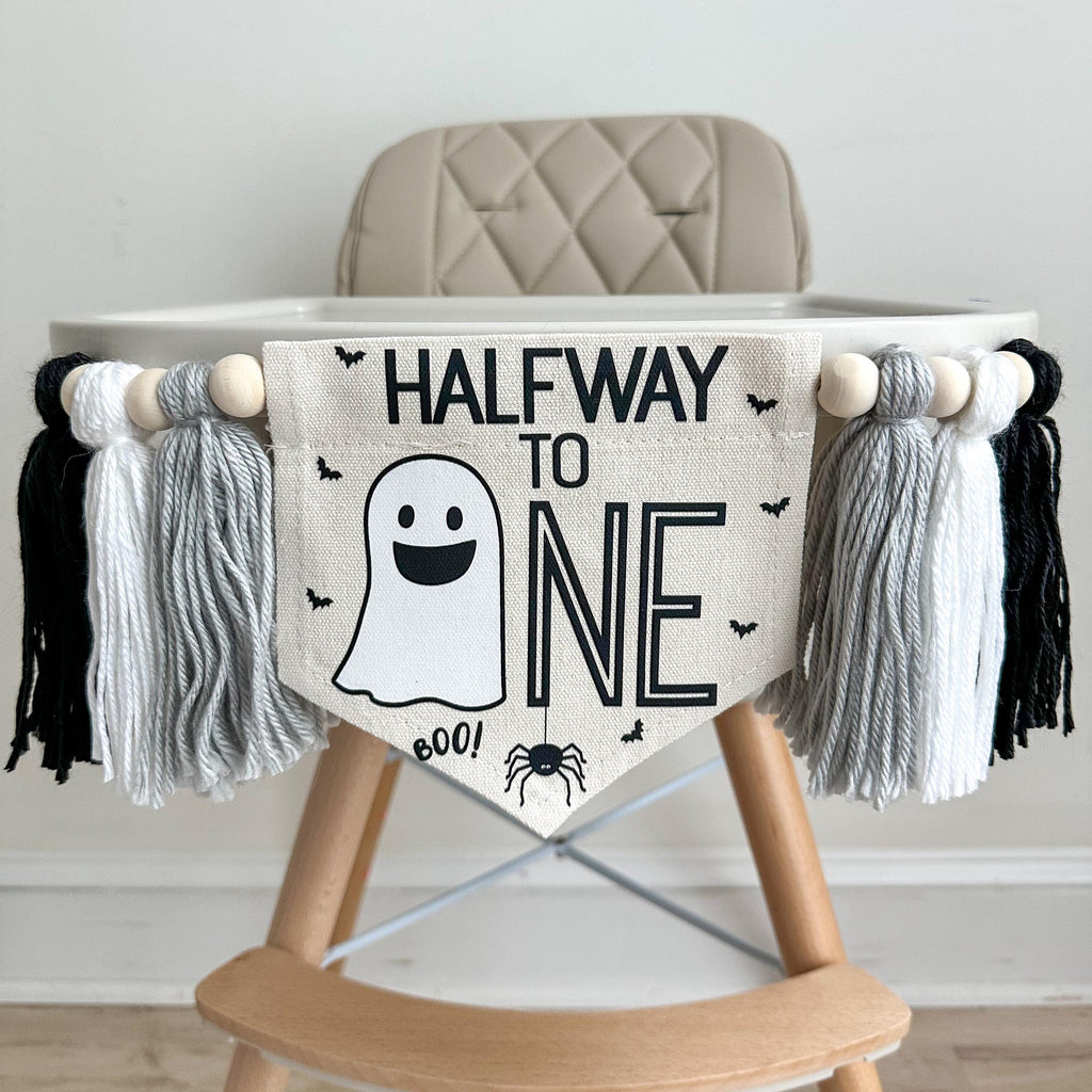Halloween Half Birthday Party Decorations, Ghost 6 Month Birthday, Spider High Chair Banner, Boo Sign, Halloween Theme Decor