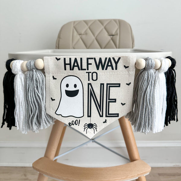 Halloween Half Birthday Party Decorations, Ghost 6 Month Birthday, Spider High Chair Banner, Boo Sign, Halloween Theme Decor