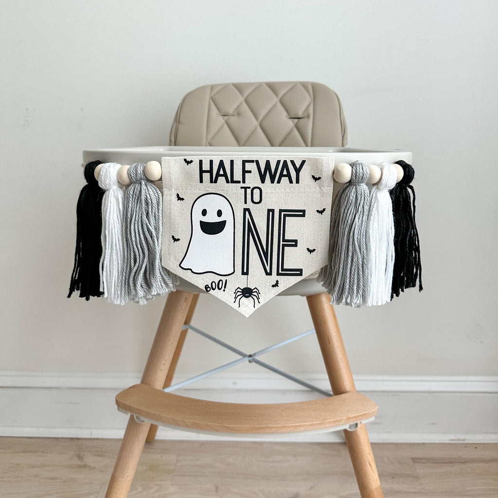 Halloween Half Birthday Party Decorations, Ghost 6 Month Birthday, Spider High Chair Banner, Boo Sign, Halloween Theme Decor