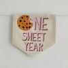 Cookie 1st Birthday Party Decorations, Milk and Cookies First Birthday Decor, Chocolate Chip Cookie High Chair Banner, One Sweet Year Sign