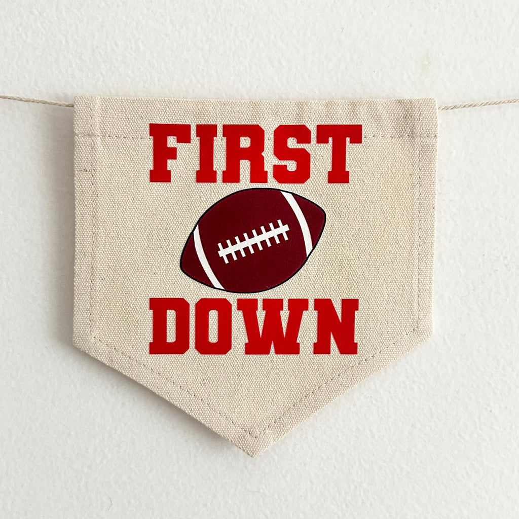 First Down 1st Birthday High Chair Banner, Sports First Birthday Party Tassel Banner, Football Decorations, Cake Smash Props, Highchair Sign