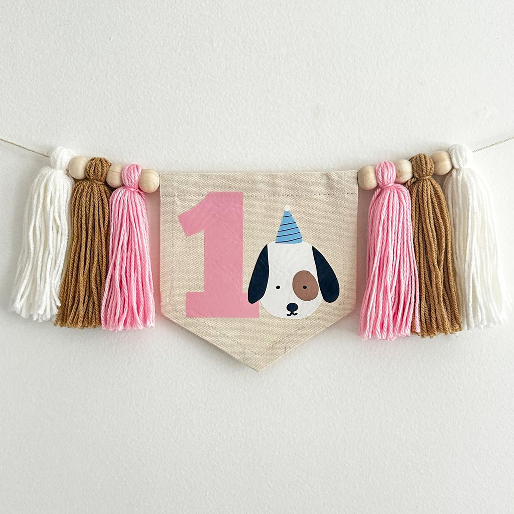 Dog Birthday Decorations, Baby First Birthday, High Chair Banner, Puppy Decorations for Party, Let's Pawty, One Banner, Tassel Garland