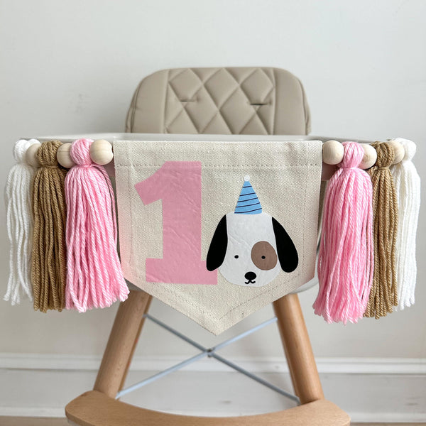 Dog Birthday Decorations, Baby First Birthday, High Chair Banner, Puppy Decorations for Party, Let's Pawty, One Banner, Tassel Garland